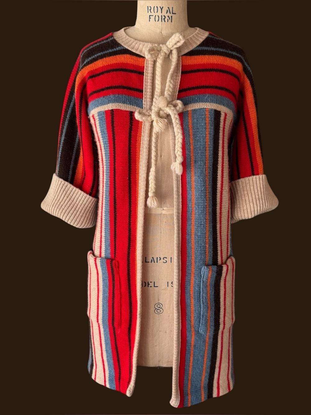 Vintage 70s Striped Knit Cardigan Sweater